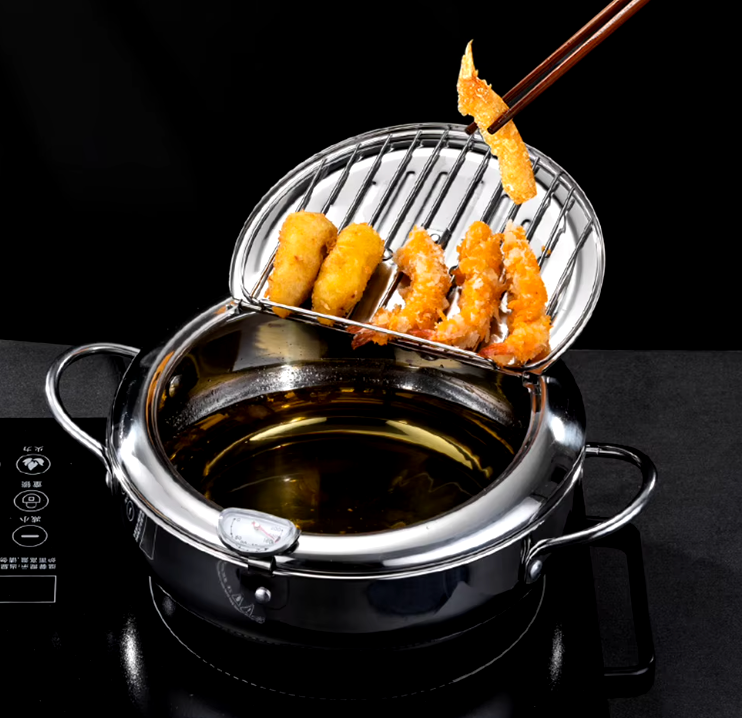 Olla Freidora de acero inoxidable con termómetro