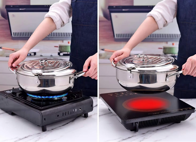 Olla Freidora de acero inoxidable con termómetro