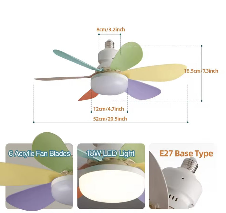 VENTILADOR CON LUZ LED 6 ASPAS