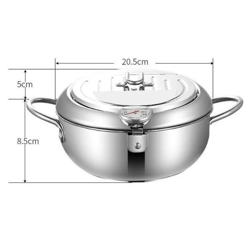 Olla Freidora de acero inoxidable con termometro