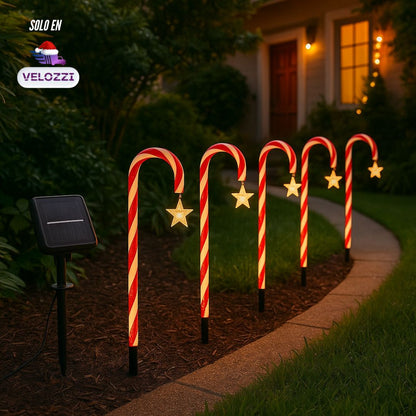 Set de 5 bastones con panel solar - CandyGlow®