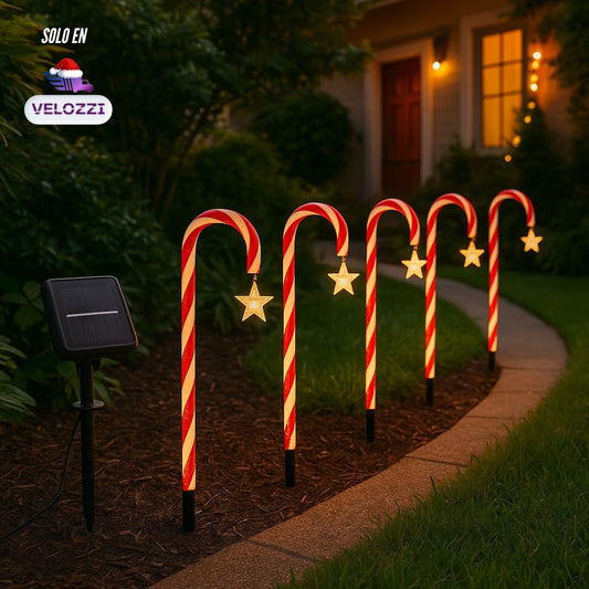 Set de 5 bastones con panel solar - CandyGlow®