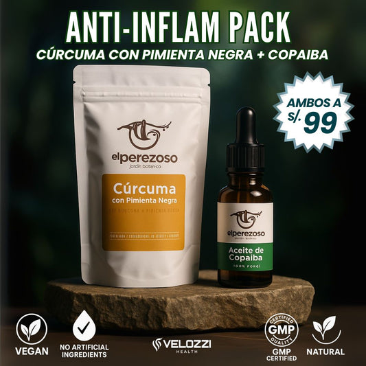 Anti-Inflam Pack® - Polvo de Curcuma y Pimienta negra + Aceite de Copaiba